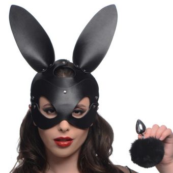 Tailz Bunny Tail Anal Plug And Mask Set Black