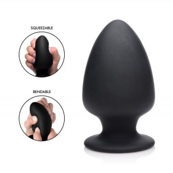Squeezable Silicone Anal Plug Black Large