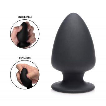 Squeezable Silicone Anal Plug Small Black