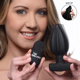 The Assterisk 10x Ribbed Silicone Remote Control Vibrating Butt Plug