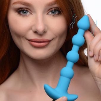 Remote Control Vibrating Silicone Anal Beads - Blue