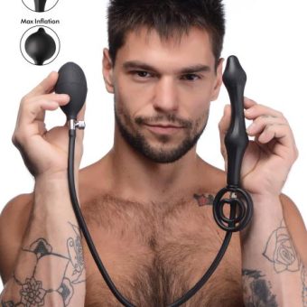 Devils Rattle Inflatable Silicone Anal Plug With Cock And Ball Ring