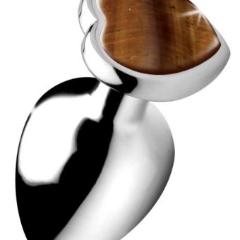 Authentic Tigers Eye Gemstone Heart Anal Plug - Large