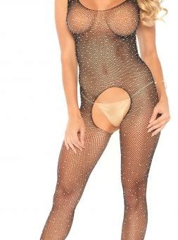 Crystalized Fishnet Tank Crotchless Bodystocking