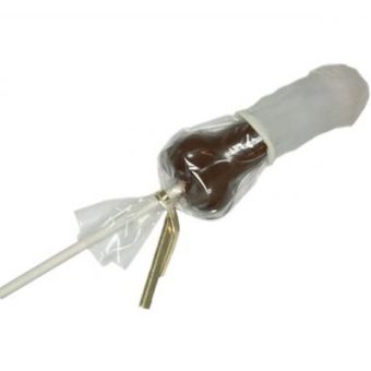 Small Penis with Condom Chocolate Lollipop
