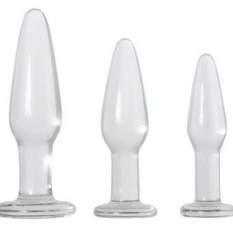 Glass Anal Training Trio 3 Clear Butt Plugs