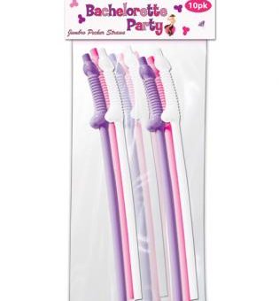 Bachelorette Party Pecker Straws Assorted Colors 10 Count