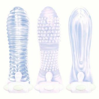 Vibrating Sextenders 3 Pack Nubbed Contoured Ribbed