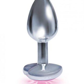 The Silver Starter Heart Bejeweled Steel Plug Pink