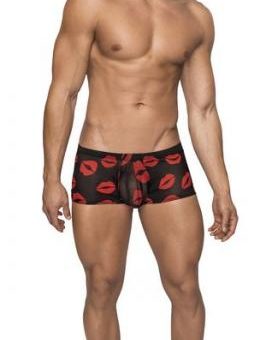 Kiss Me Mini Shorts Sheer Lips Black Medium
