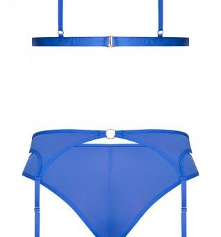 Sassy Bra Garter & Rouched Panty Cobalt L/xl