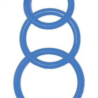 Super Silicone Cockrings - 3 Sizes - Blue