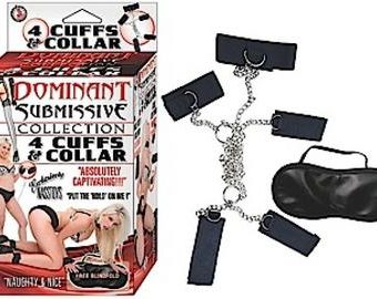 Dominant Submissive 4 Cuffs and Collar Black
