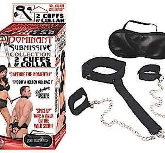 Dominant Submissive 2 Cuffs and Collar Black