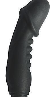 Silicone Ribbed Vibrating Penis Black