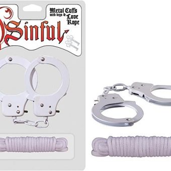 Metal Cuffs with Love Rope White