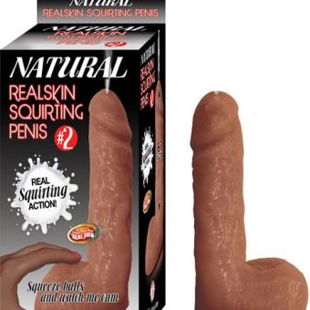 Natural Realskin Squirting Penis #2 Brown Dildo