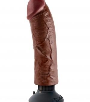 King Cock 8 inches Vibrating Dildo Brown