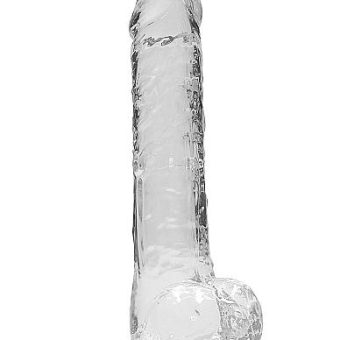 Realrock Realistic Dildo W/ Balls 10in Transparent