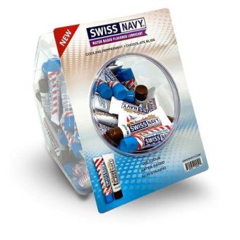 Swiss Navy Chocolate Bliss/ Cooling Peppermint Fishbowl Display 100 Ct 10ml