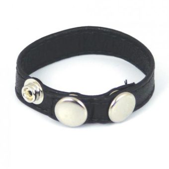 Plain Joe Sewn Leather Cock Ring with Snaps Black