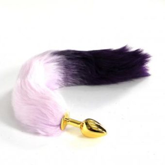 Tailz Silicone Plug Small 2 Tone Faux Fur Fox Purple, Violet